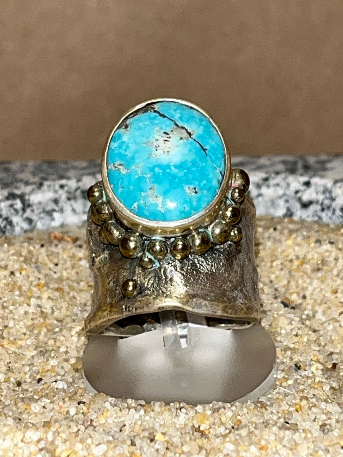 Silver and Turquoise Ring sz 8.25