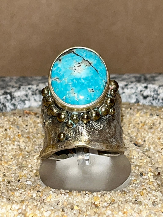 Silver and Turquoise Ring sz 8.25