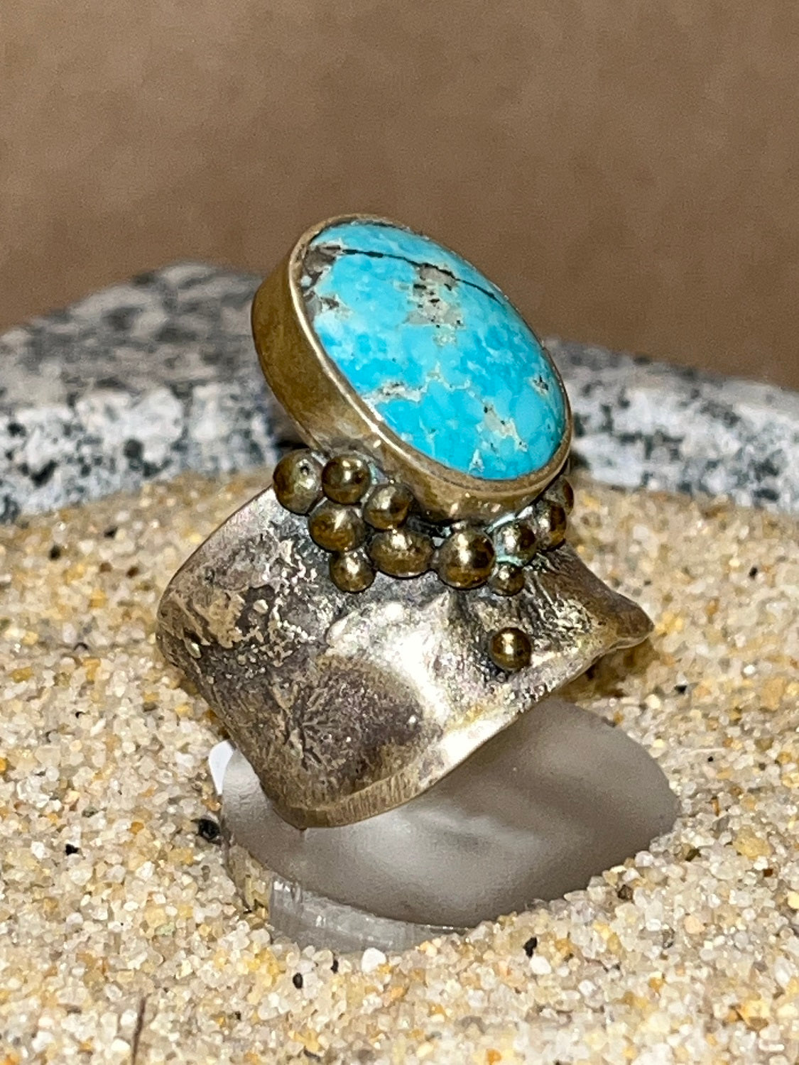 Silver and Turquoise Ring sz 8.25