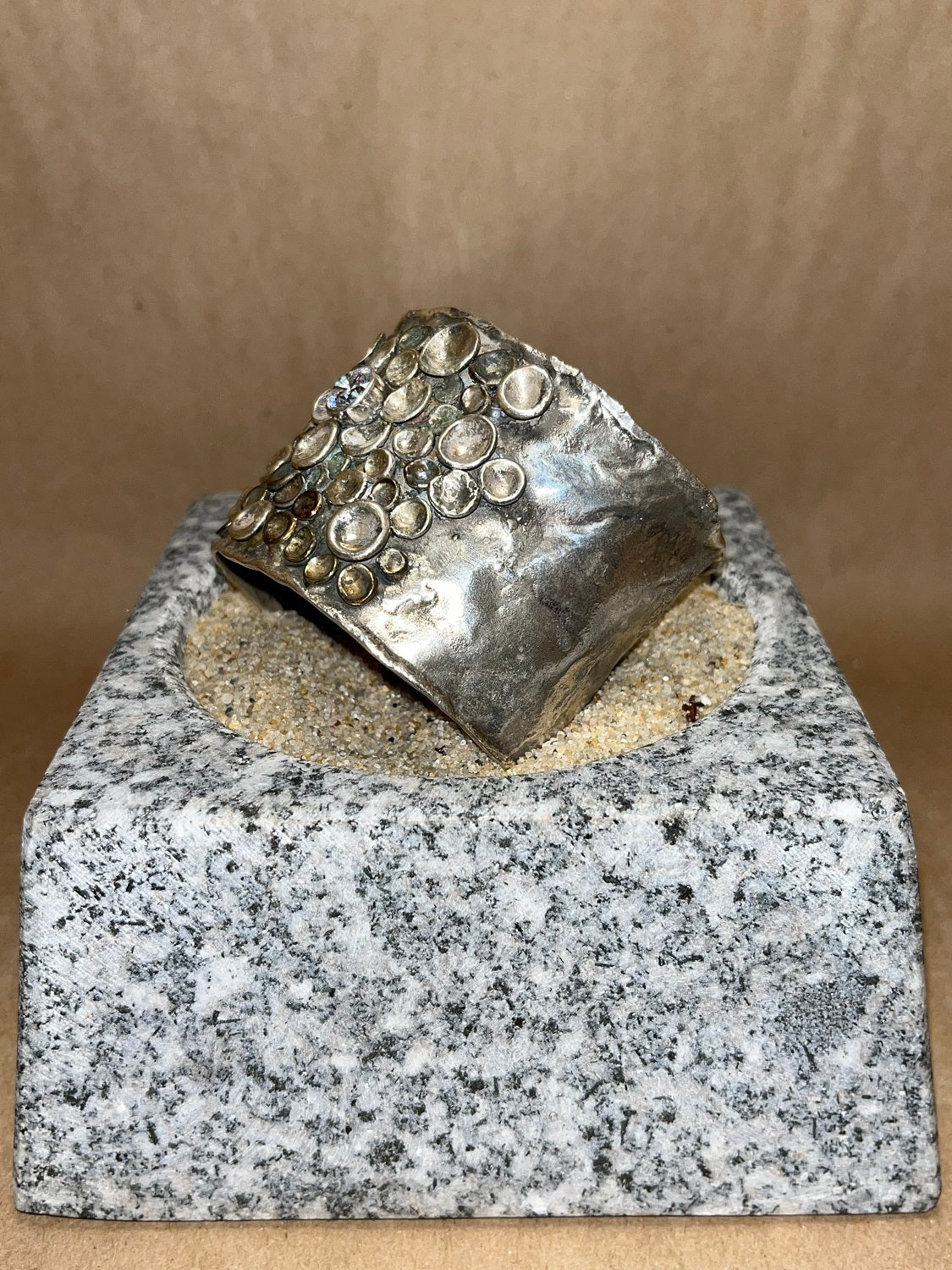 Large Silver Pebbles On the Beach Cuff w/ Clear CZ