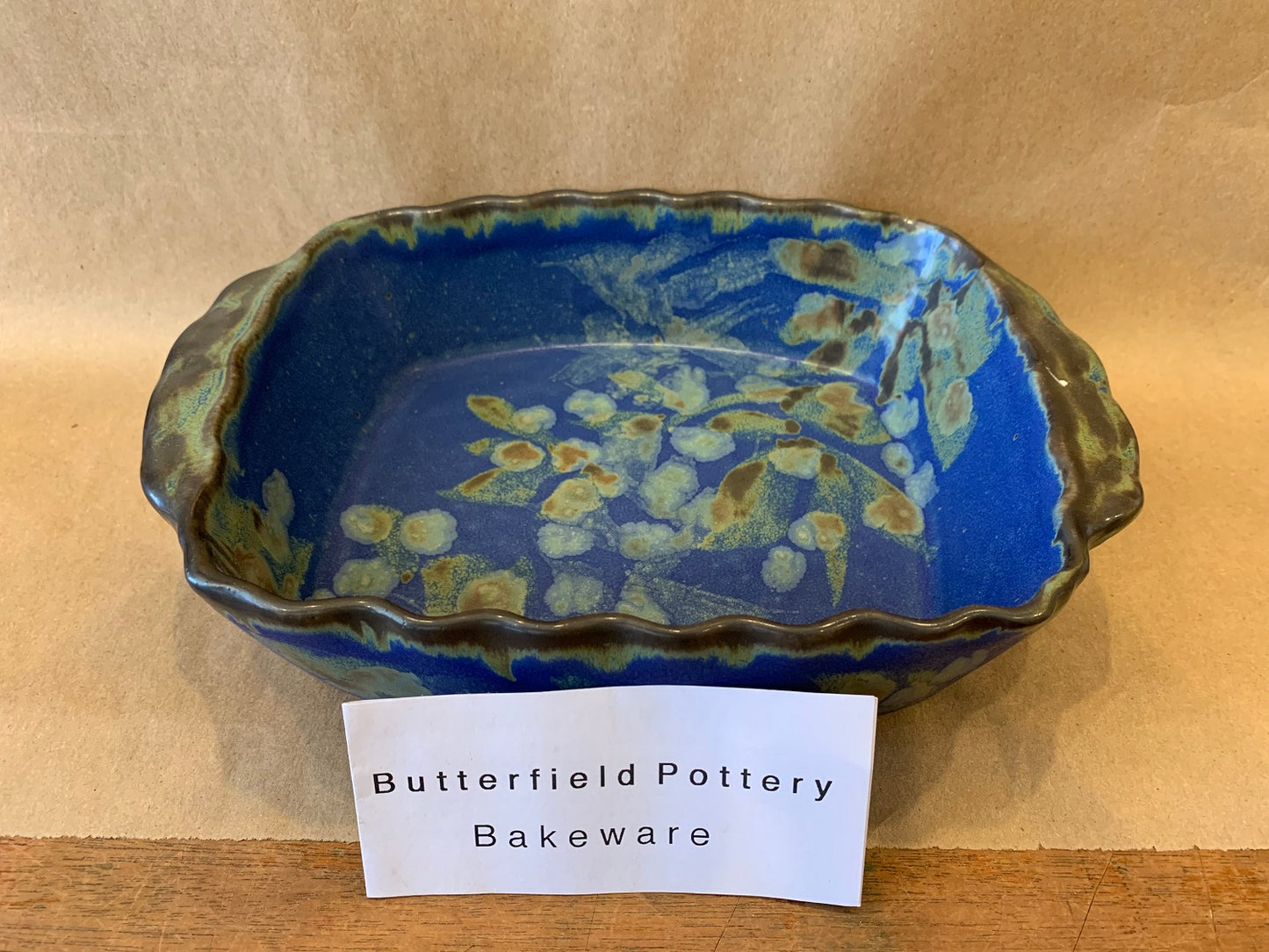 Retangular Baking Dish w/ Blue Glaze 10"x7"