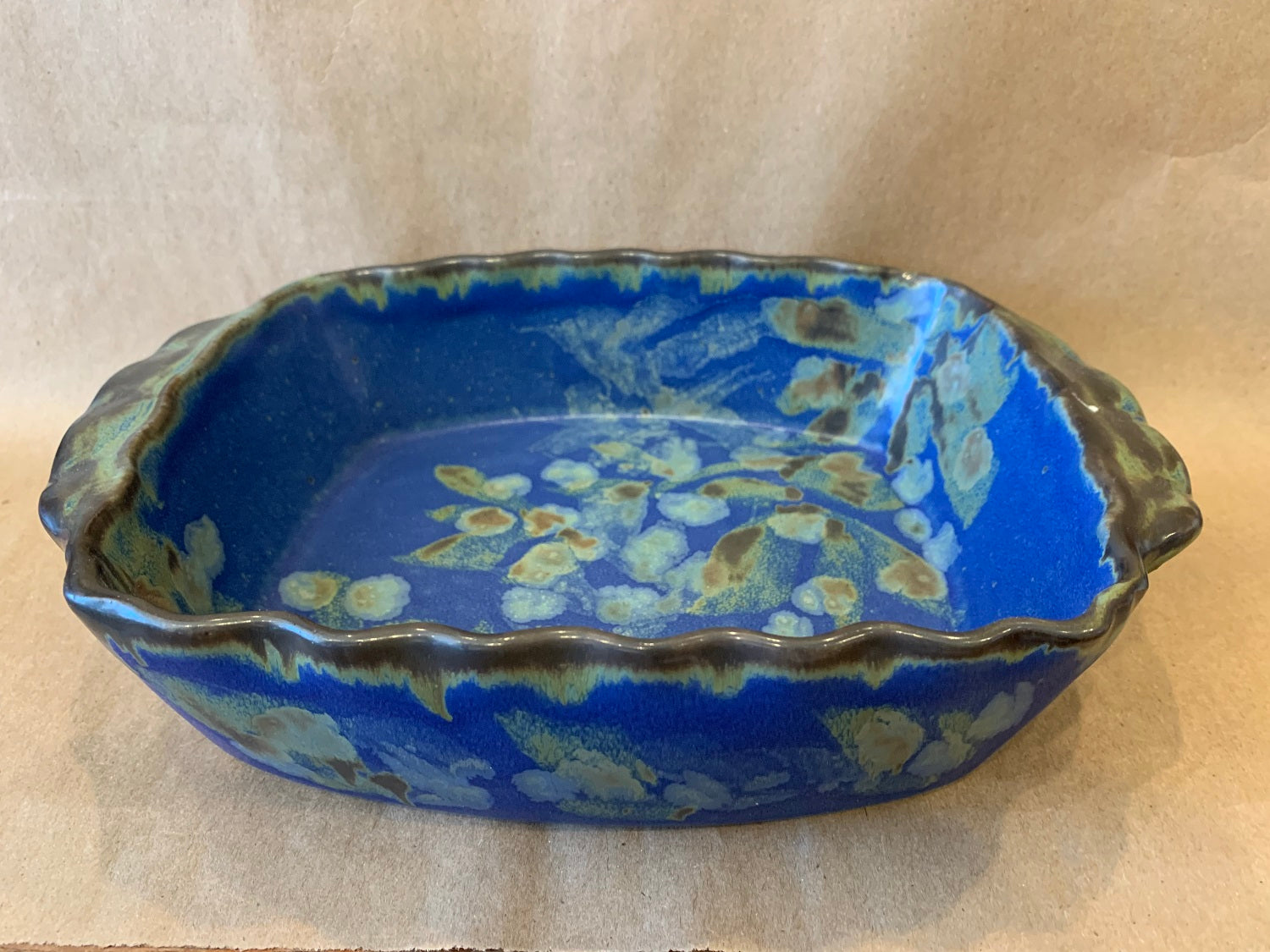 Retangular Baking Dish w/ Blue Glaze 10"x7"