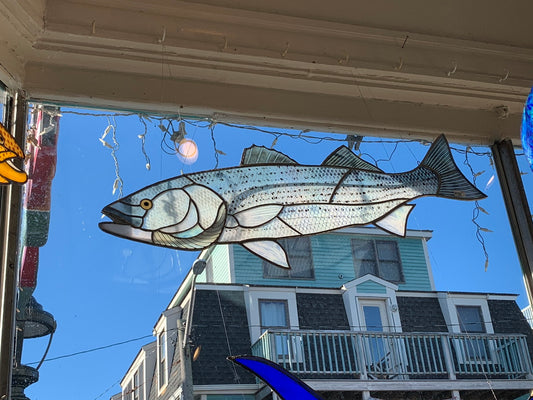 Fused/Stained Glass Striped Bass 36" L