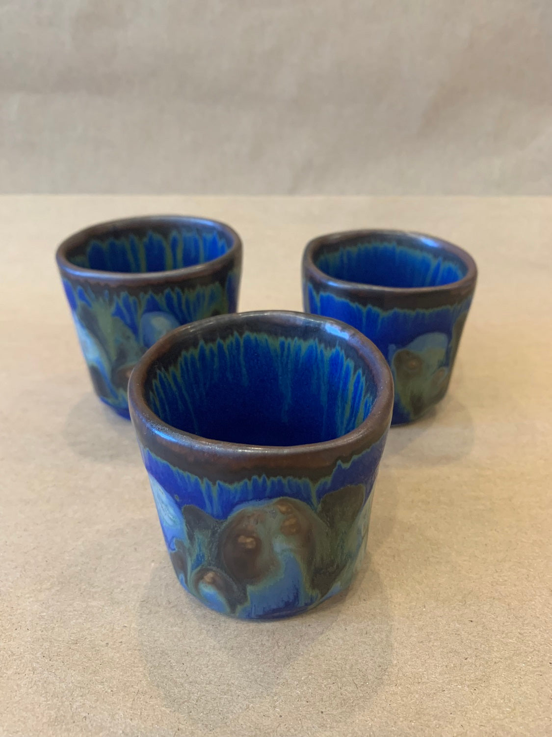 Shot Glass w/ Blue Glaze 2.5"H