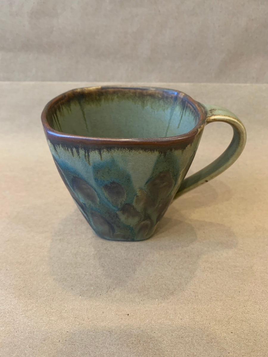 Small Square Mug w/ Green Glaze