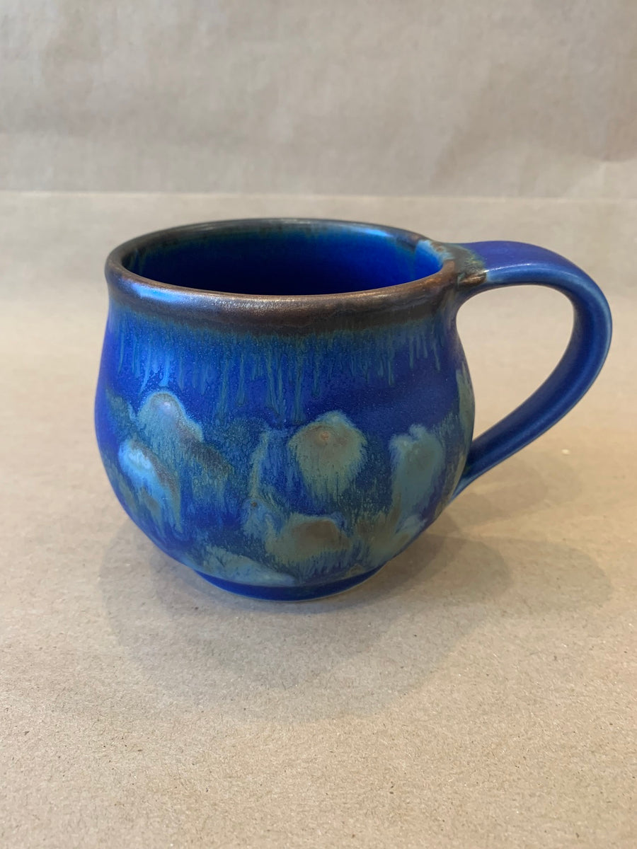 Curved Sided Mug Small w/ Blue Glaze