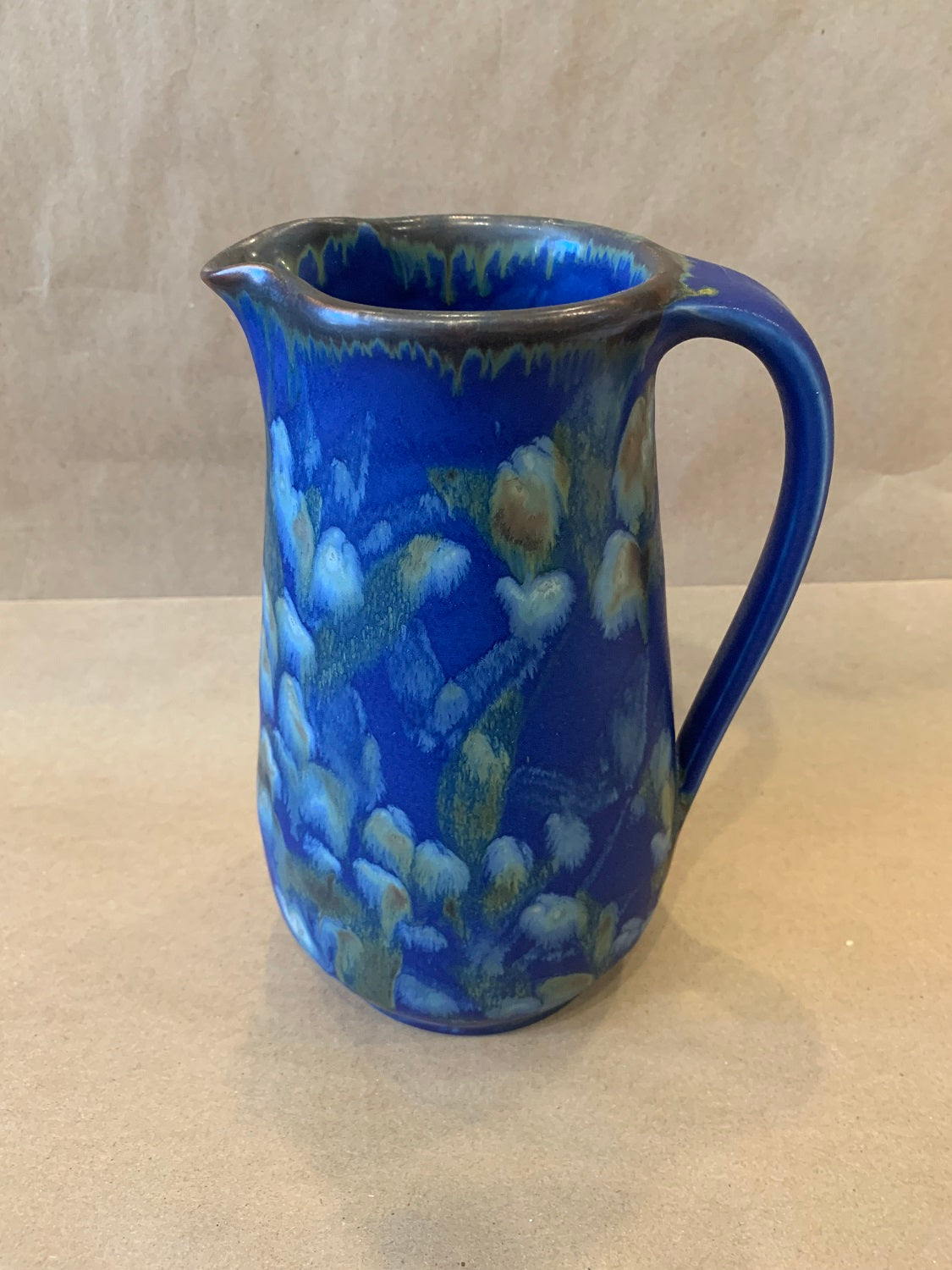 Pitcher w/ Blue Glaze 8"H