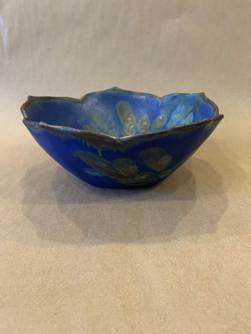 Lotus Edge Bowl w/ Blue Glaze 8