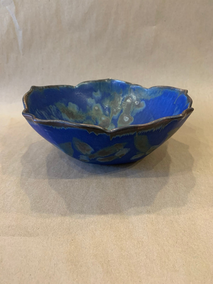 Lotus Edge Bowl w/ Blue Glaze 9
