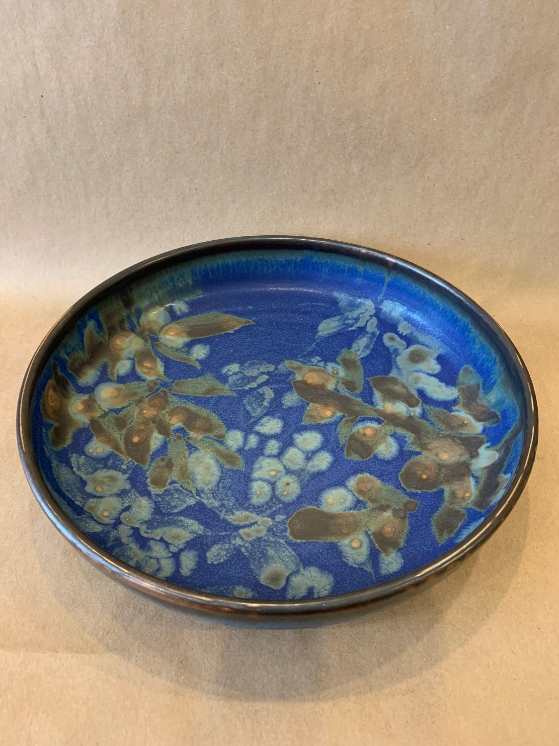 Serving Dish w/ Blue Glaze 10" Dia