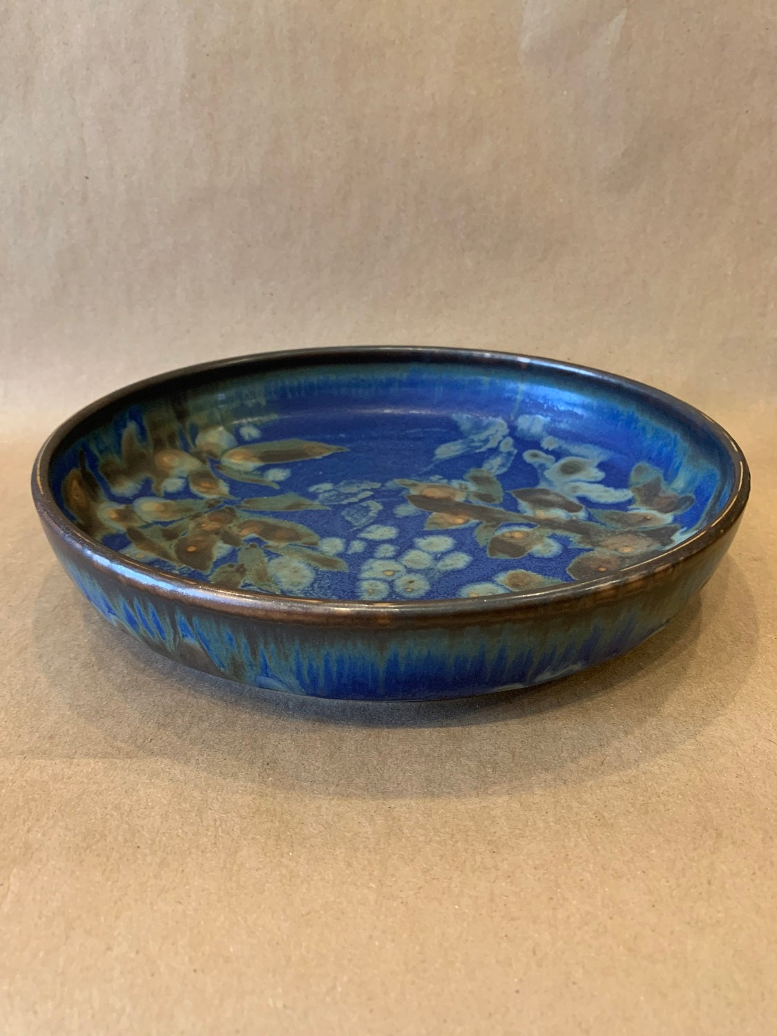 Serving Dish w/ Blue Glaze 10" Dia