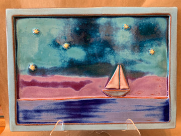 Water and Sky Sailboat Tile