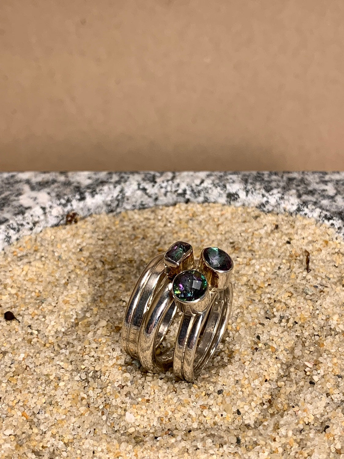 Sterling Silver and Mystic Topaz Ring SZ 7