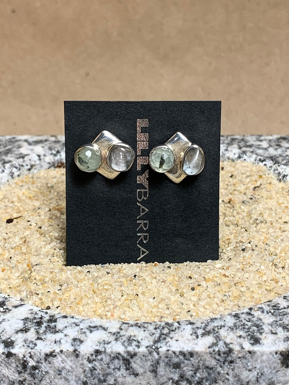 Sterling Silver and Prehnite Post Earrings