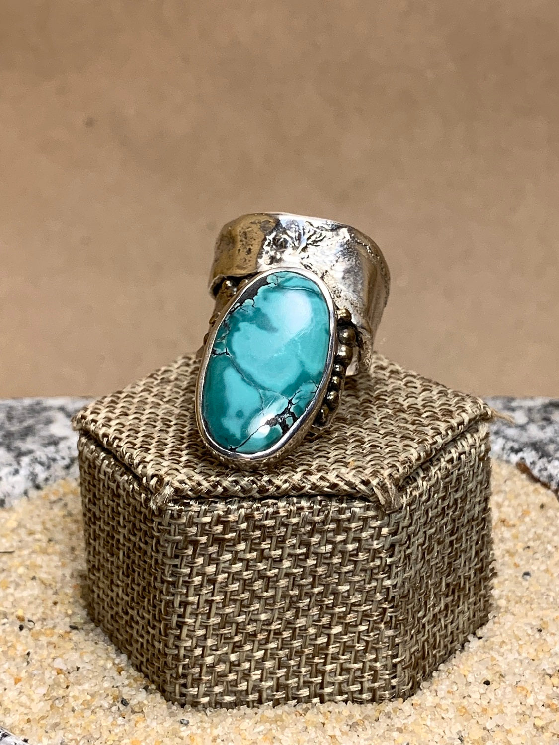 Turquoise and Silver Ring SZ 8-8.5