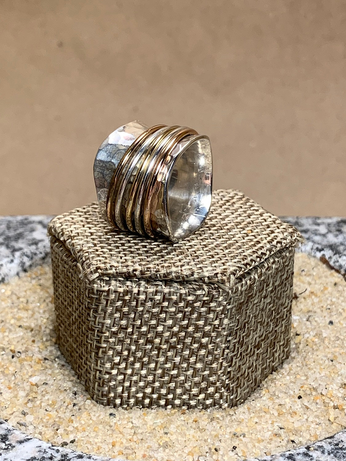 Sterling Silver Spinner Ring w/ Copper and Brass SZ 6