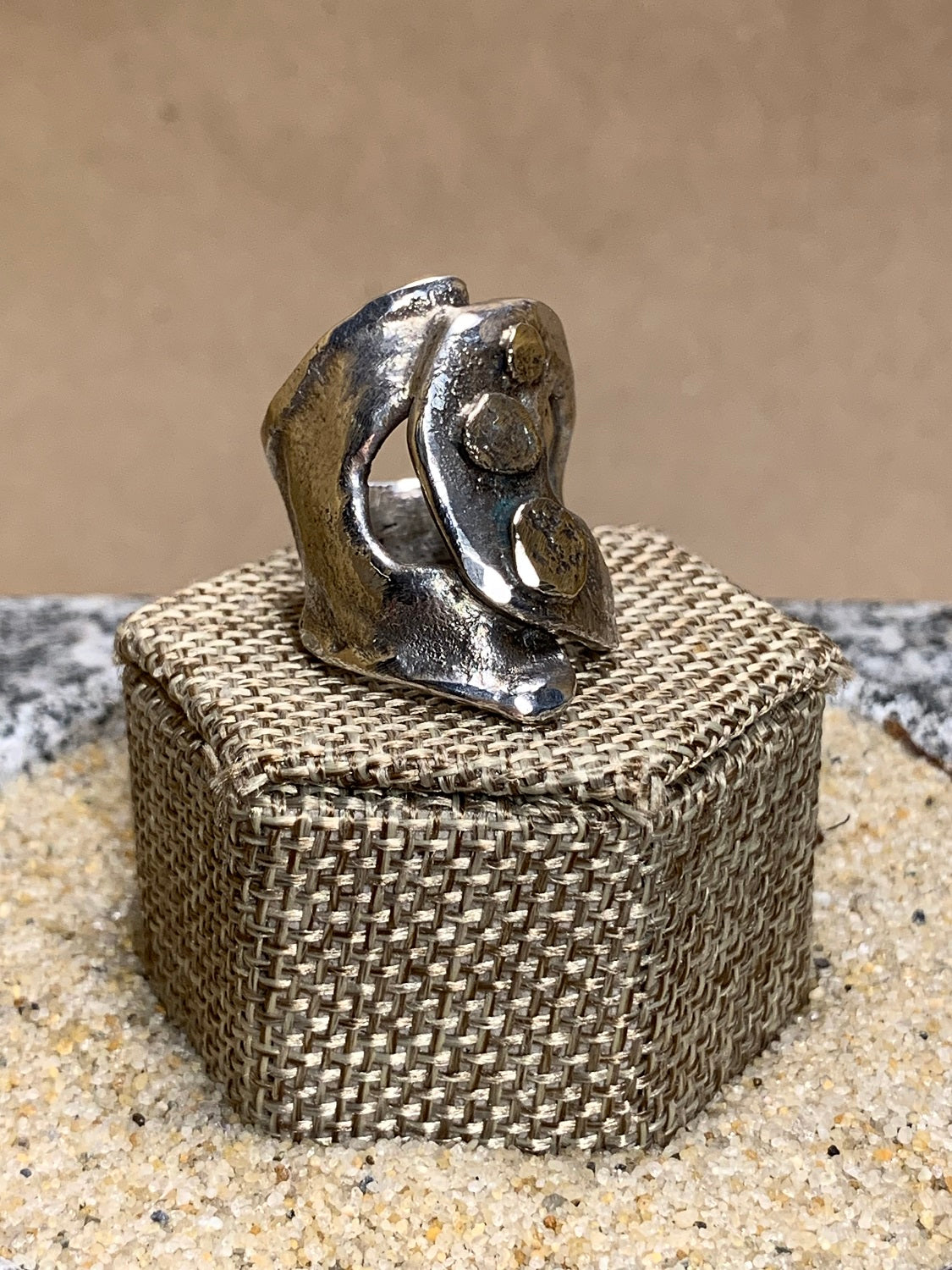 Reticulated Silver Ring With Brass Accents SZ 7.5