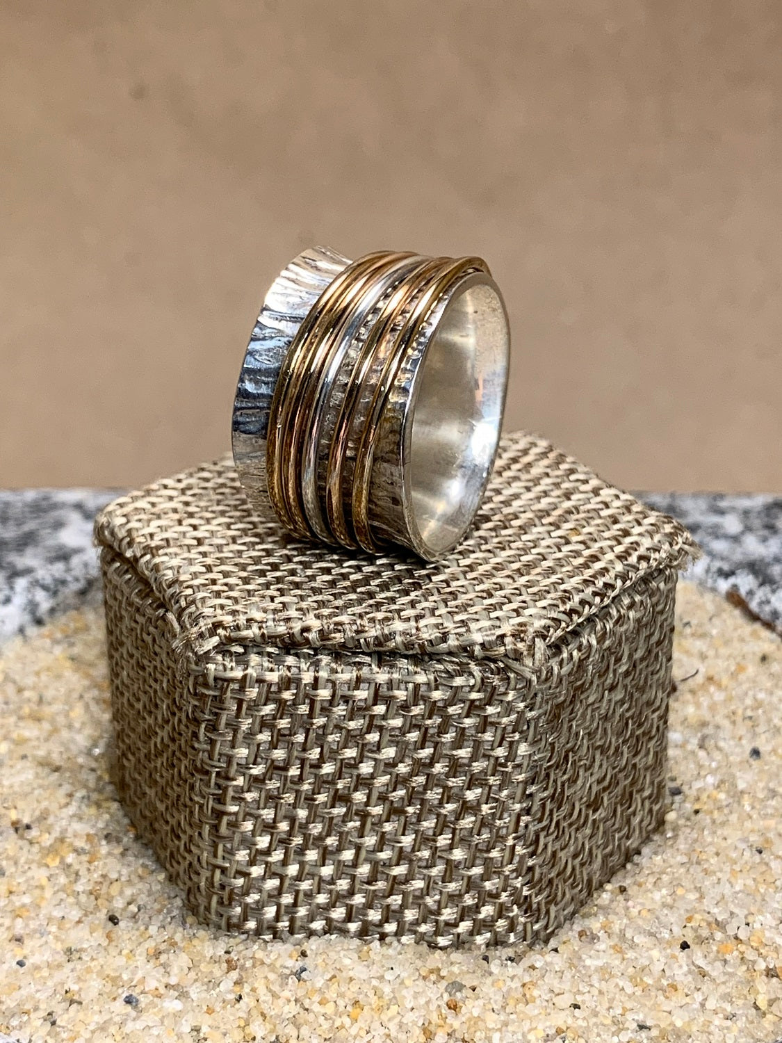 Silver Spinner Ring w/ Bronze SZ 8.75
