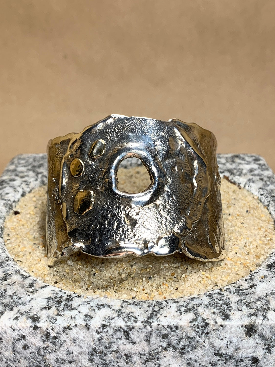 Reticulated Silver Cuff with Brass Accents