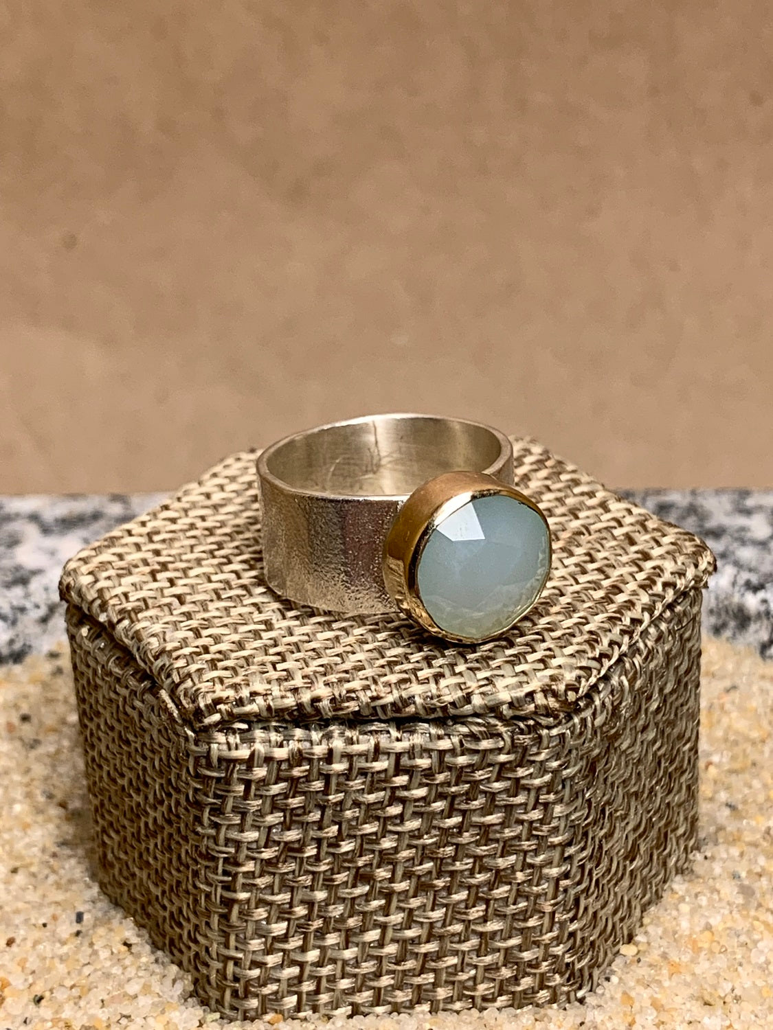 Chalcedony, 14K Gold Filled and Silver Ring Size 7