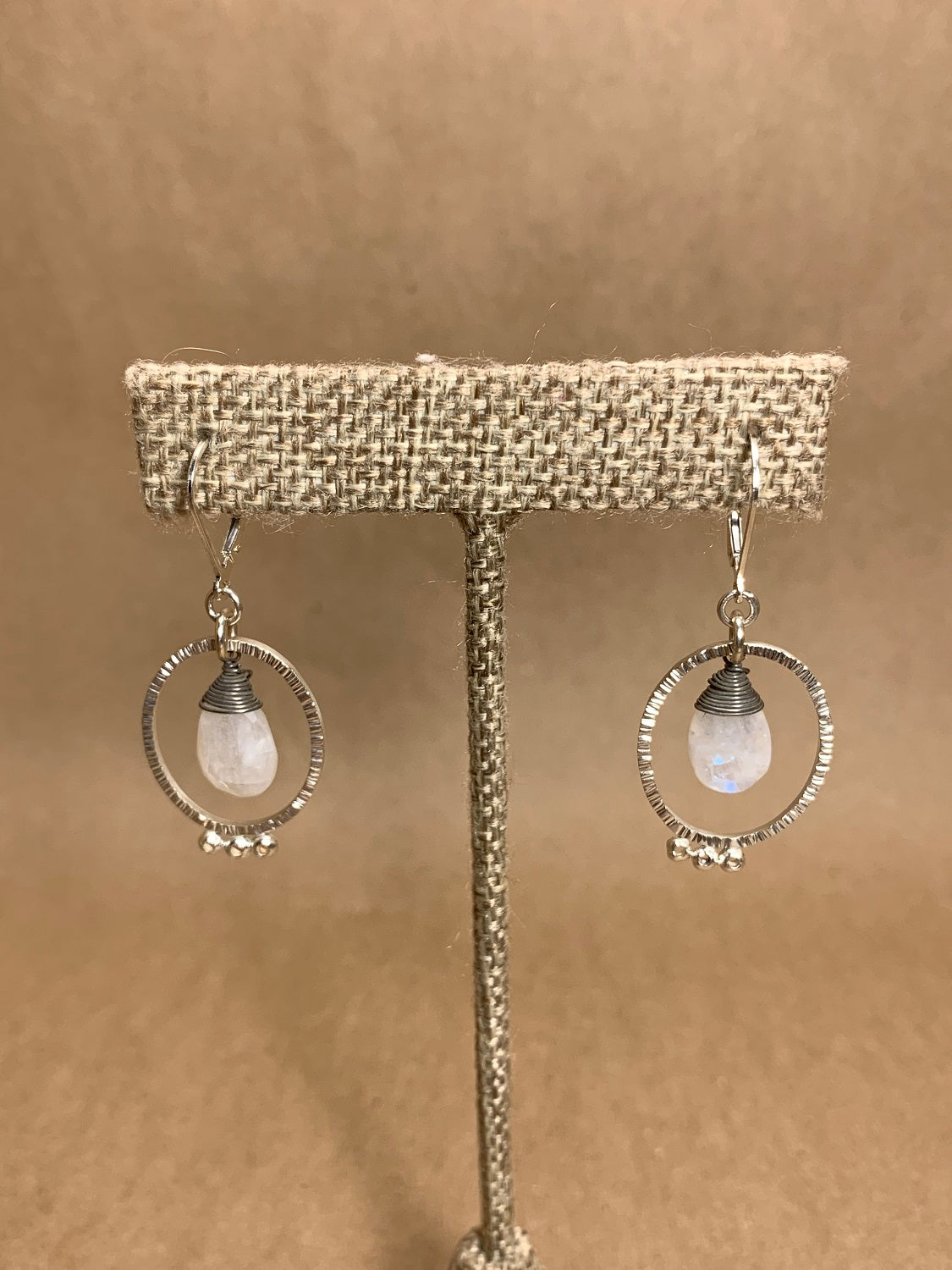 Moonstone and Sterling Silver Lever Back Earrings