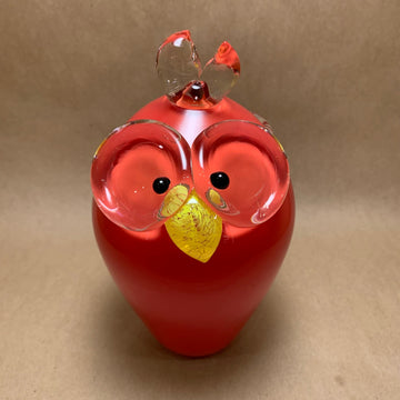 Blown Glass Red Owl 7