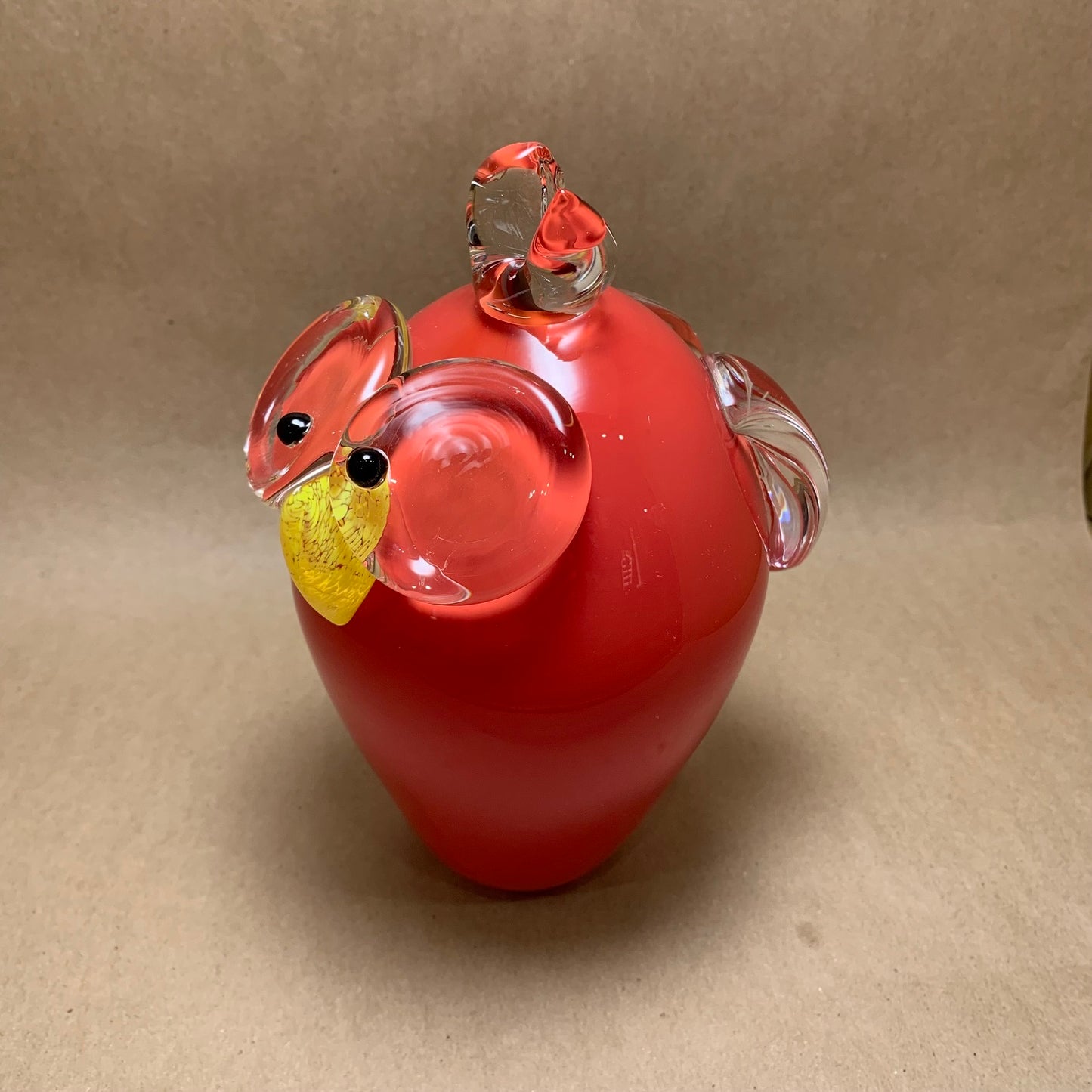 Blown Glass Red Owl 7"H